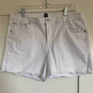 The Gap white denim cutoff shorts.